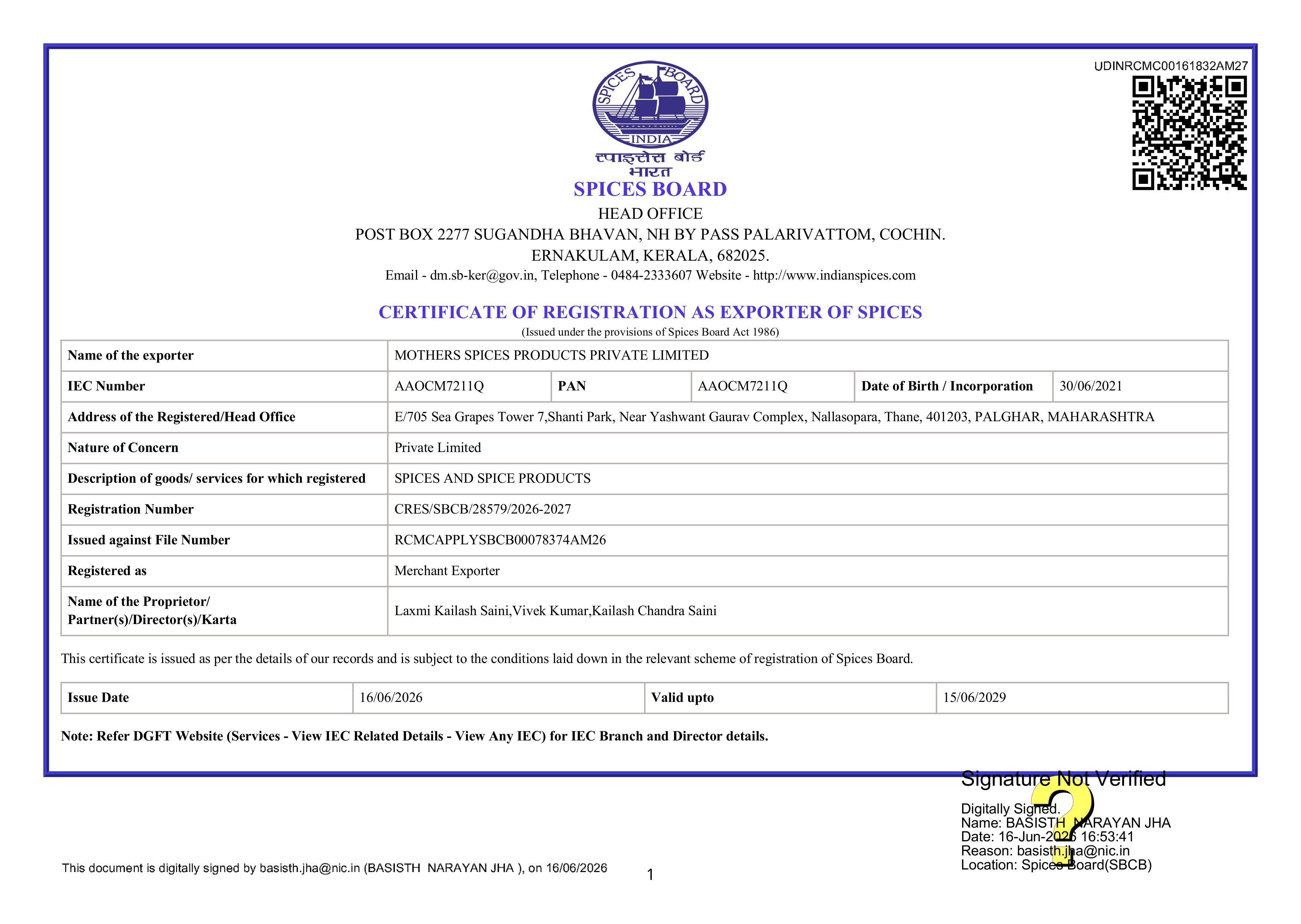 Agmark Certificate