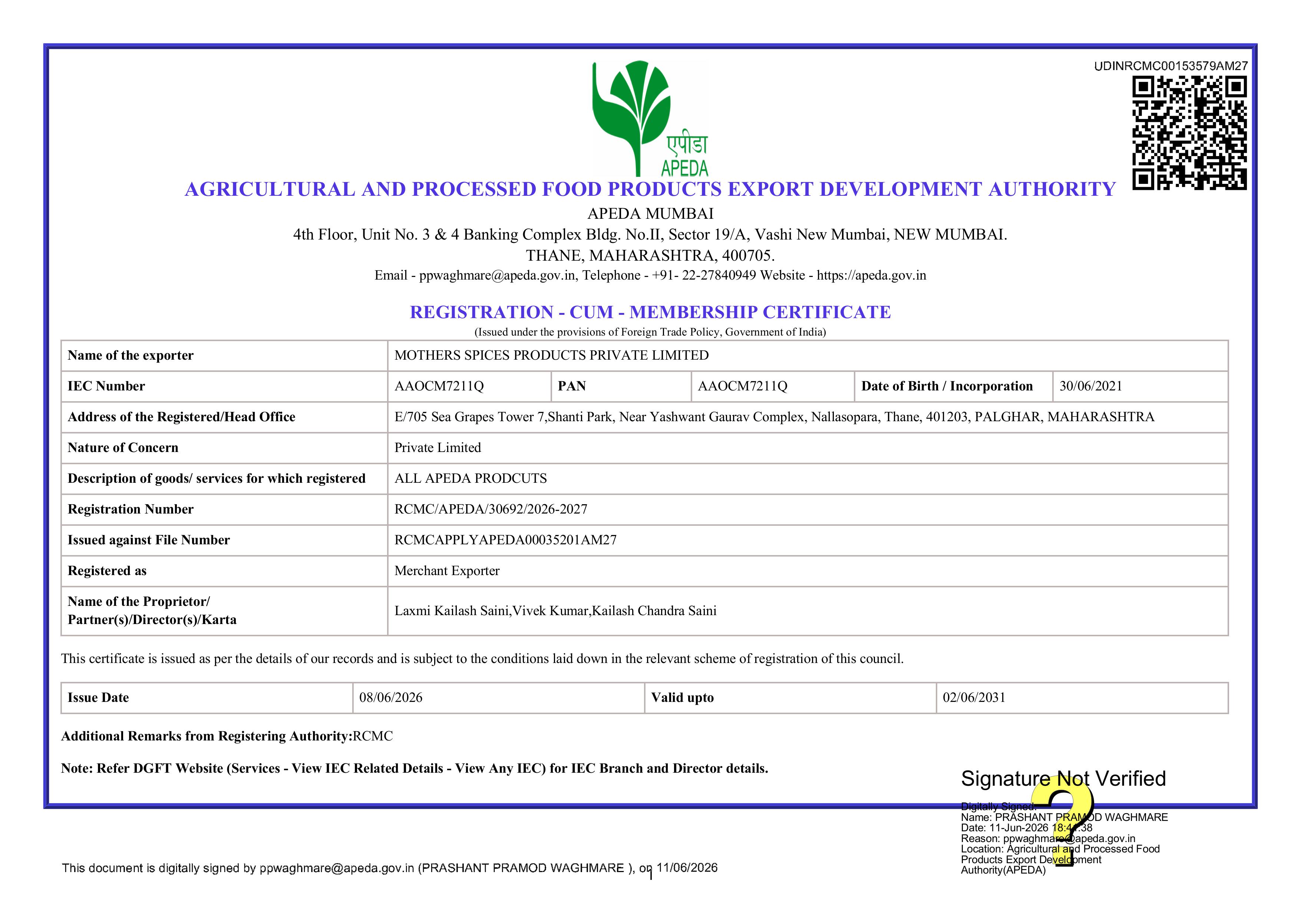 Agmark Certificate